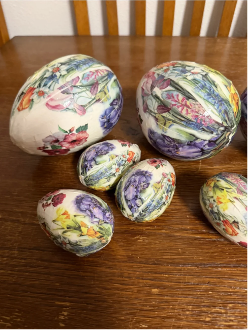 Vintage Floral Decoupage Paper Easter Eggs Lot of 8 Large & Small Spring Holiday